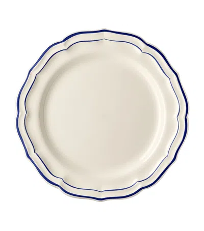 Gien Set Of 4 Filet Cobalt Dinner Plates In White