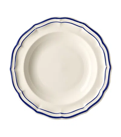 Gien Set Of 4 Filet Cobalt Soup Plates In White
