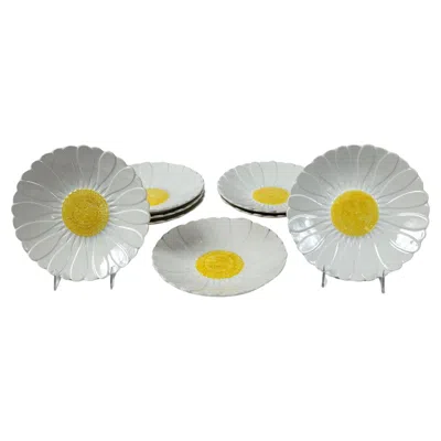 Pre-owned Gien Set Of 8  'daisy Plates', France, Circa 1950's In Sand