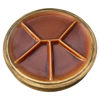 Pre-owned Gien Set Of Four Fondue Plates,  Pottery, France, 1970s In Brown
