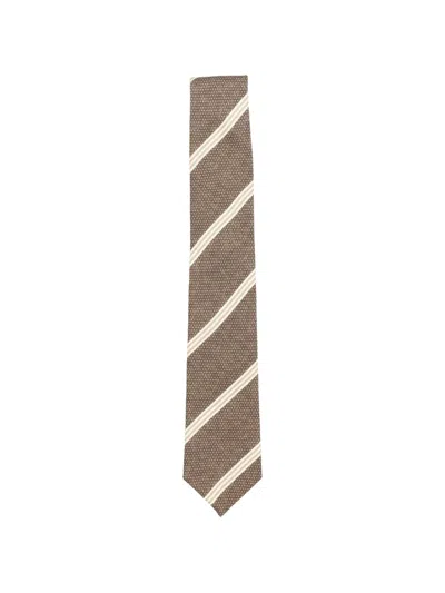 Gierre Milano Stripe-pattern Silk Tie In Brown