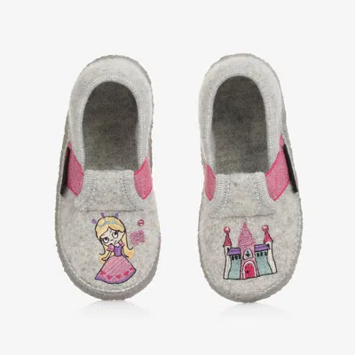 Giesswein Kids' Girls Grey Wool Princess Slippers