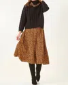 GIFTCRAFT GARBO MAXI SKIRT IN BROWN LEOPARD