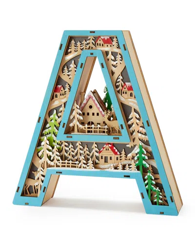 Giftcraft Led Wood Monogram Letter Decor In Blue