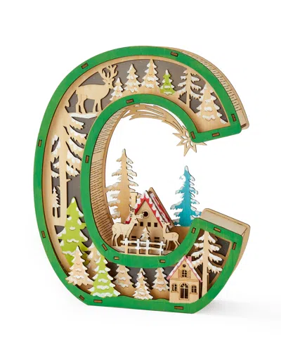 Giftcraft Led Wood Monogram Letter Decor In Green