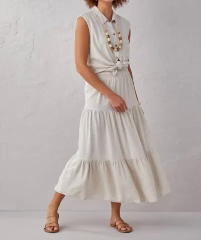 Giftcraft Linen Tiered Maxi Skirt In White