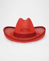 Gigi Burris Belle Mesh Cotton Fedora Hat In Red