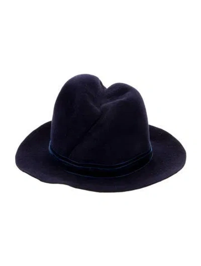 Pre-owned Gigi Burris Blue Wool Felt Fedora Hat