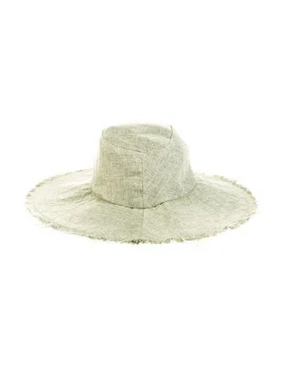 Pre-owned Gigi Burris Cotton Blend Wide Brim Sun Hat In Green