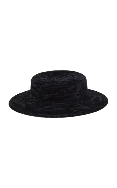 Gigi Burris Dominique Velvet Boater Hat In Blue