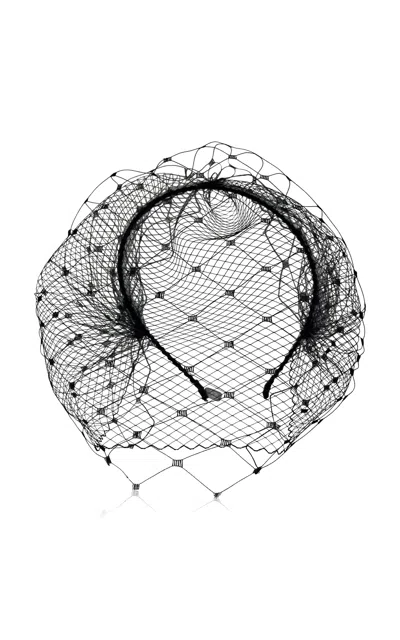 Gigi Burris Double Layered Veiled Headband In Black