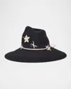 Gigi Burris Drake Flower Rabbit Hair Fedora Hat In Black