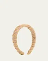 Gigi Burris Emma Woven Straw & Grosgrain Headband In Gold