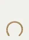 Gigi Burris Emma Woven Straw & Grosgrain Headband In Ivory