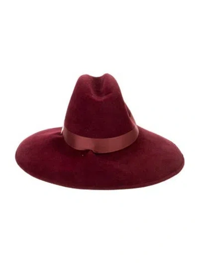Pre-owned Gigi Burris Felt Panama Hat In Burgundy