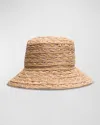Gigi Burris Ida Grosgrain & Straw Bucket Hat In Dusty Rose