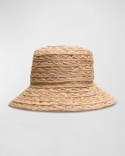 Gigi Burris Ida Grosgrain & Straw Bucket Hat In Brown
