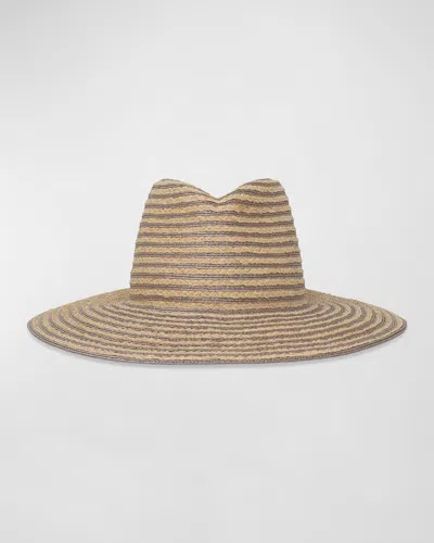 Gigi Burris Jeanne Striped Straw Fedora In Gold