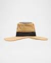 Gigi Burris Liora Cotton Canvas & Leather Fedora