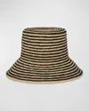Gigi Burris Lula Striped Bucket Hat In Natural Black