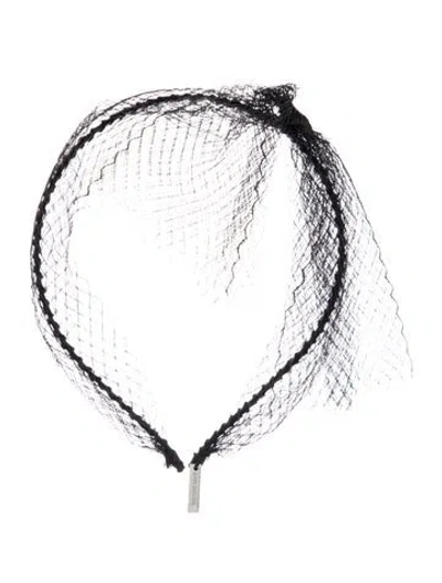 Pre-owned Gigi Burris Mesh Bow Headband In Black