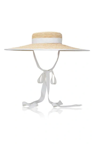 Gigi Burris Millinery Clairborne Grosgrain Trim Straw Sun Hat In Natural/ Ivory