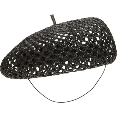 Gigi Burris Millinery Coco Crochet Straw Beret In Black