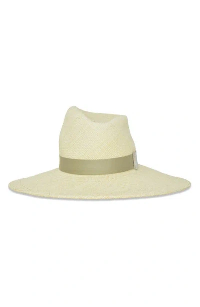 Gigi Burris Millinery Drake Straw Fedora In Natural/ Sage