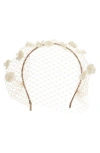 Gigi Burris Millinery Grace Floral Silk Veil In Natural/ivory