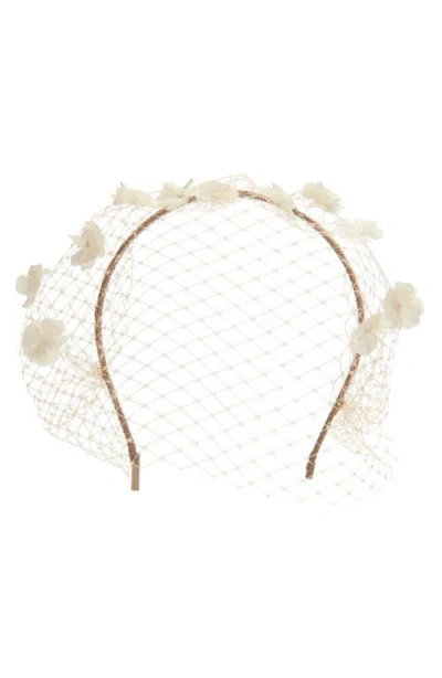 Gigi Burris Millinery Grace Floral Silk Veil In Natural/ivory