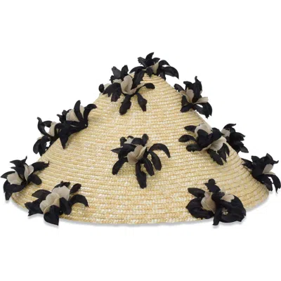 Gigi Burris Millinery Hanford Floral Straw Cocktail Hat In Natural/black