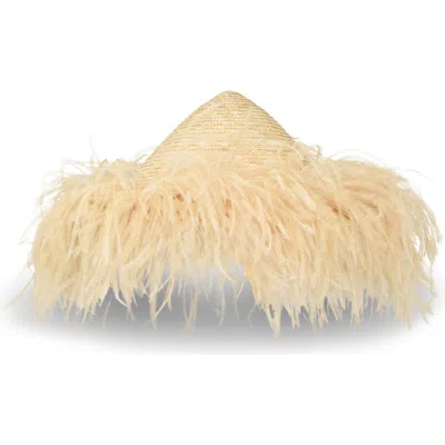 Gigi Burris Millinery Harriet Ostrich Feather Trim Straw Sun Hat In Brown
