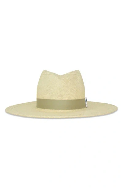 Gigi Burris Millinery Jeanne Straw Fedora In Natural/ Sage