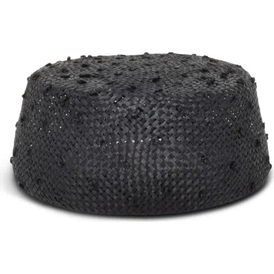 Gigi Burris Millinery Lauren Knotted Straw Pillbox Hat In Black