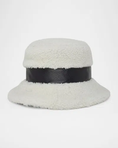 Gigi Burris Molly Sheep Shearling Fur & Leather Bucket Hat In Ivory