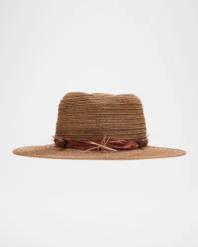 Gigi Burris Noelle Feather-embellished Straw Hat
