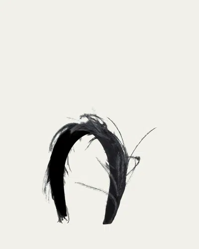 Gigi Burris Peyton Headband W/ Feathers In Black