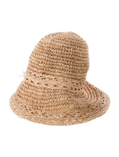 Pre-owned Gigi Burris Raffia Straw Bucket Hat In Neutrals