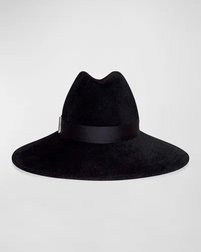 Gigi Burris Requiem Handmade Rabbit Felt Wide-brim Fedora Hat In Blue