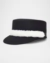 Gigi Burris Ryan Rabbit Hair & Sheep Shearing Fur Newspaper Cap In Black