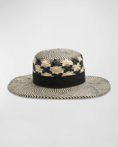 Gigi Burris Samson Woven Straw Fedora In Black