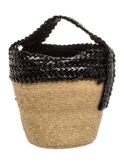 Pre-owned Gigi Burris Straw Bucket Bag In Neutrals