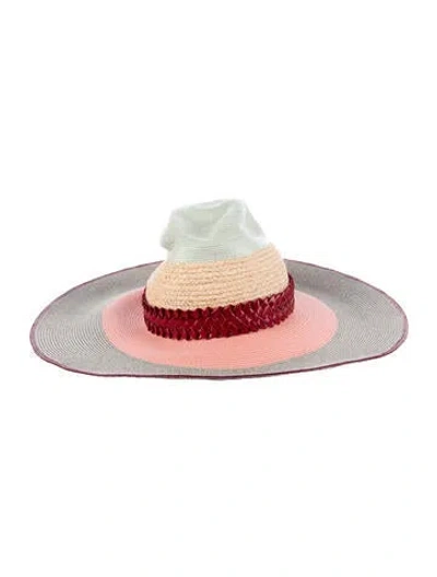Pre-owned Gigi Burris Straw Wide Hat In Neutrals