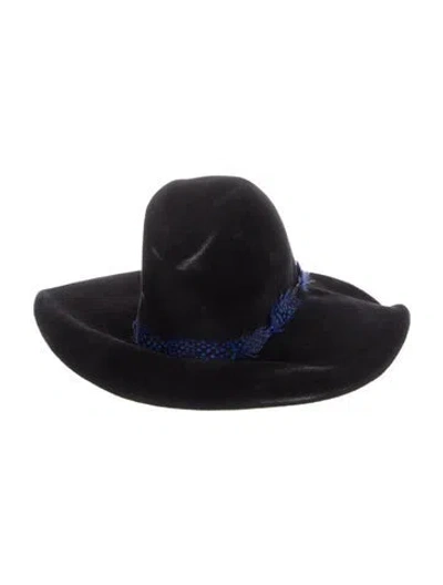 Pre-owned Gigi Burris Suede Fedora In Black