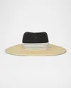 Gigi Burris Thalia Grosgrain Wide Brim Fedora In Natural