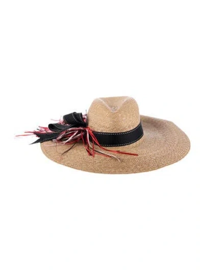 Pre-owned Gigi Burris Women's Brown Straw  Panama Hat