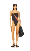 Gigi C Blake One Piece Swimsuit In Black & Cognac
