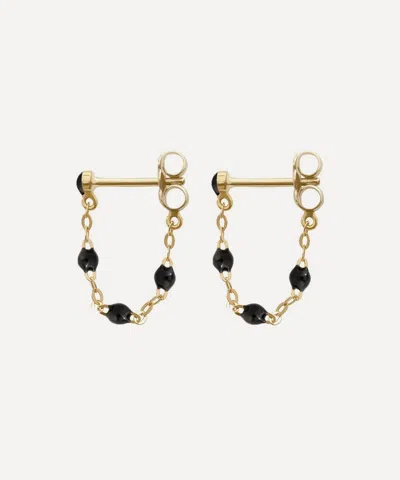 Gigi Clozeau 18ct Gold Classic Gigi Black Resin Chain Earrings