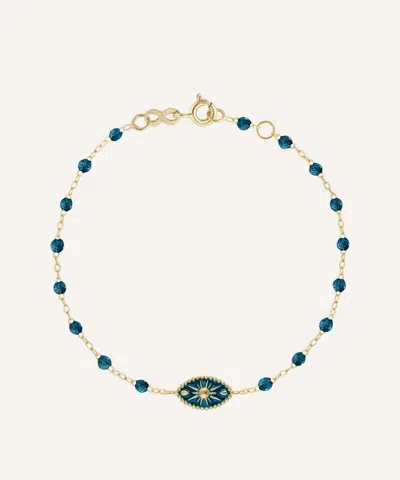 Gigi Clozeau 18ct Gold Karma Bead Bracelet In Jungle In Blue