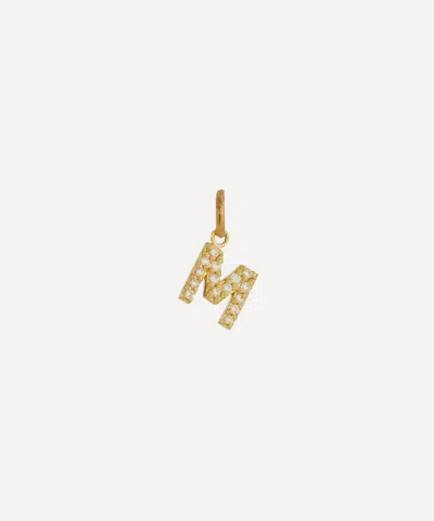 Gigi Clozeau 18ct Gold Lucky Letter M Diamond Pendant